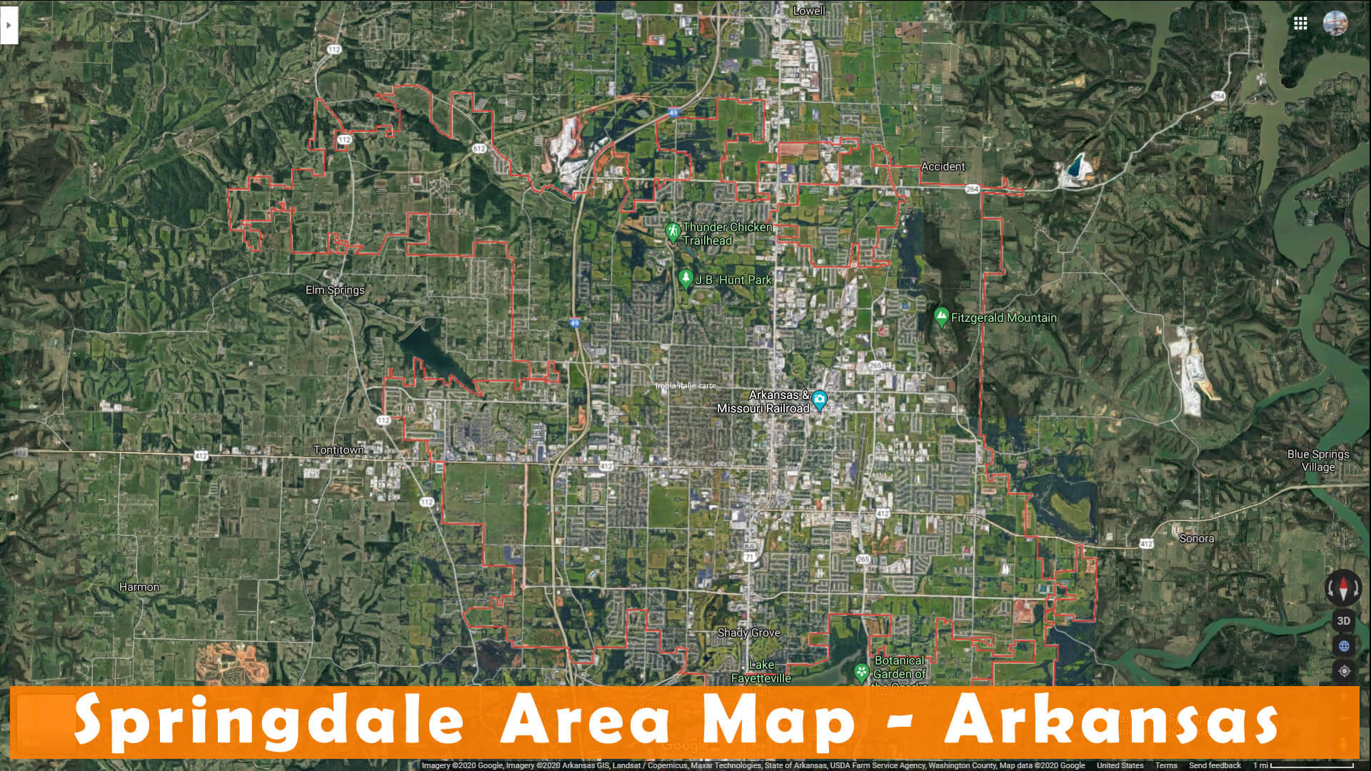 Springdale Area Map Arkansas